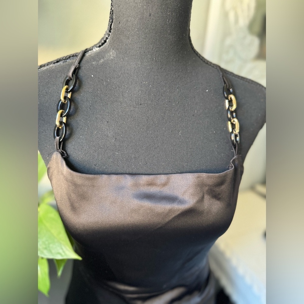 Zara Black Satin Maxi Dress with Side Slit - Picture 7 of 9